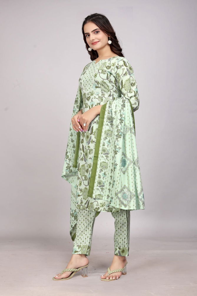 Shamal Daily Wear Cotton Foil Printed Kurti With Bottom Dupatta Wholesale Price In Surat